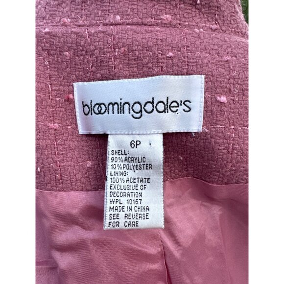 Bloomingdales Vintage Womens Blazer With Rhinestone Detail Textured Pink Fabric - Picture 2 of 9